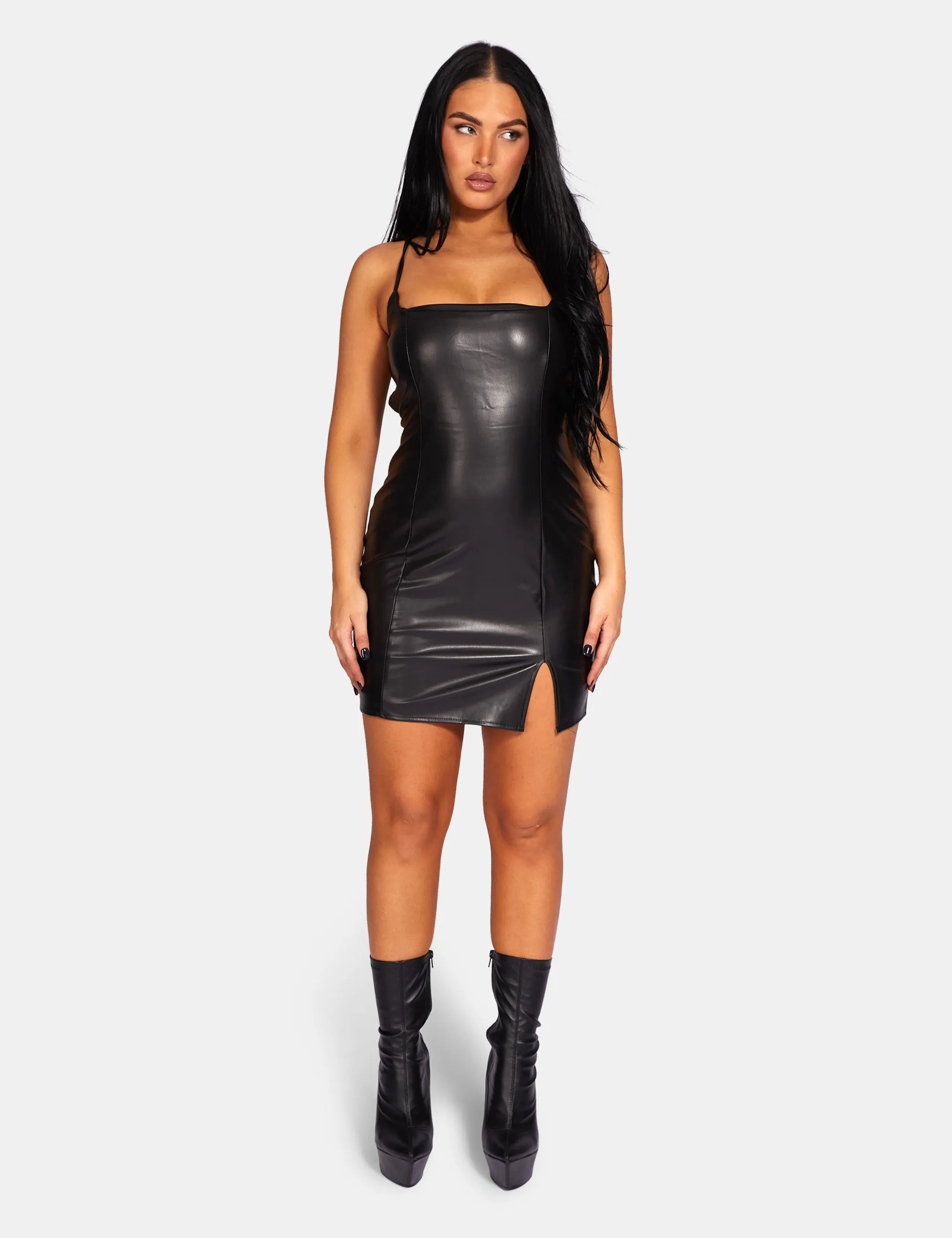 Lace Up Pu Mini Dress Black sold by Public Desire product image thumbnail 3