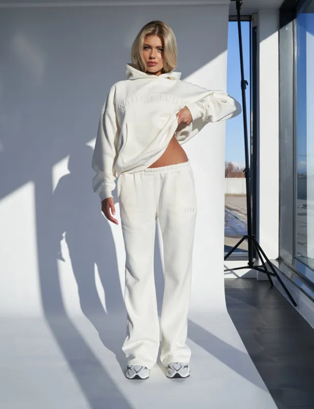 Kaiia Wide Leg Sweat Pants in Vanilla sold by Public Desire