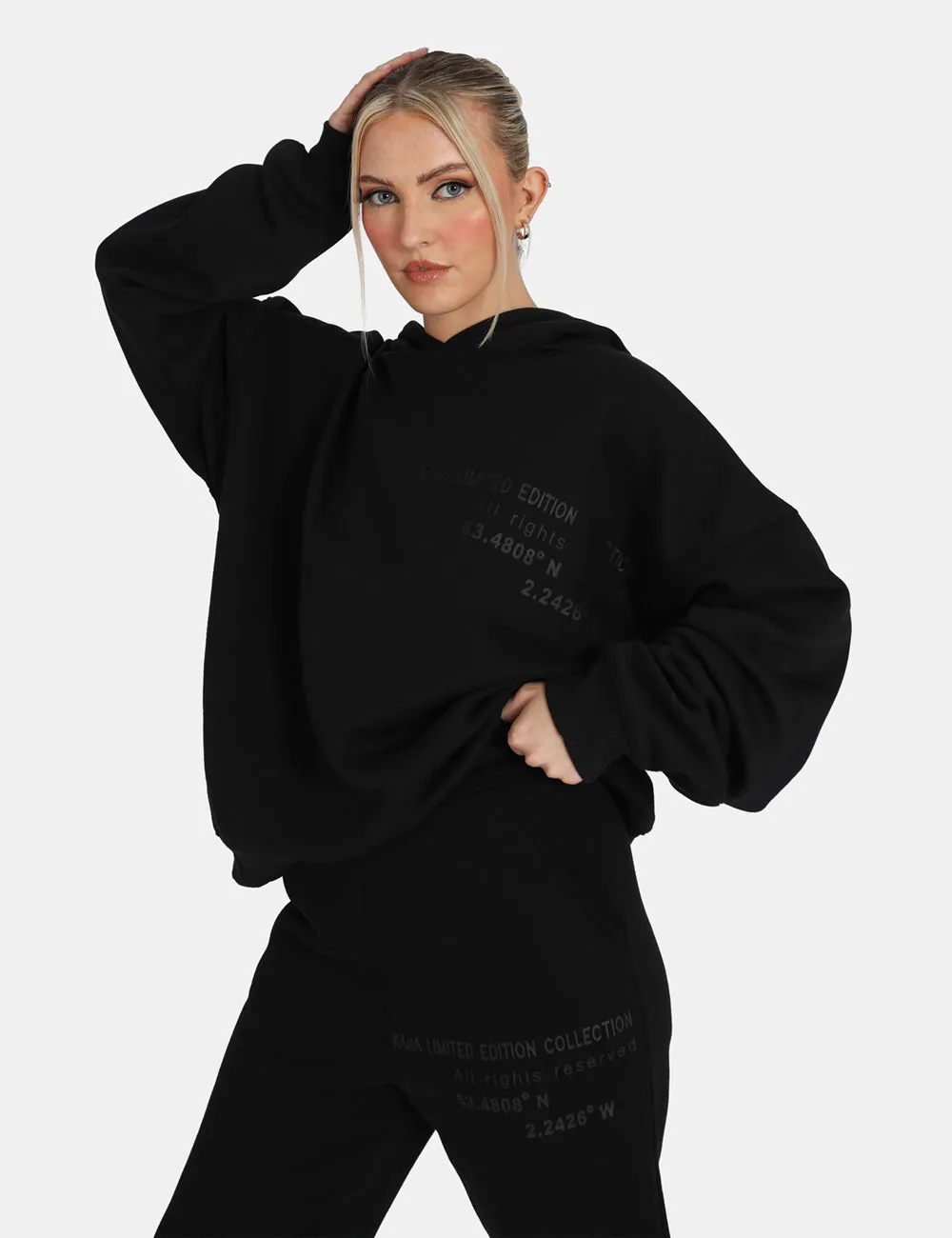 Oversized Text Detail Hoodie Black sold by Public Desire