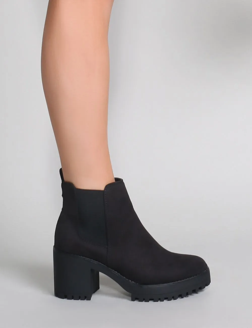Krissie Heeled Chelsea Boots in Black Faux Suede sold by Public Desire product image thumbnail 5