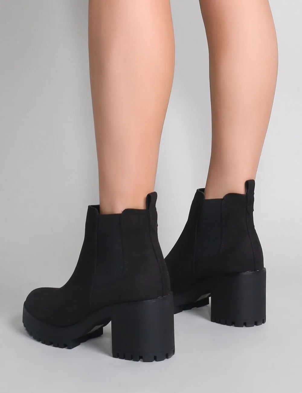 Krissie Heeled Chelsea Boots in Black Faux Suede sold by Public Desire product image thumbnail 3