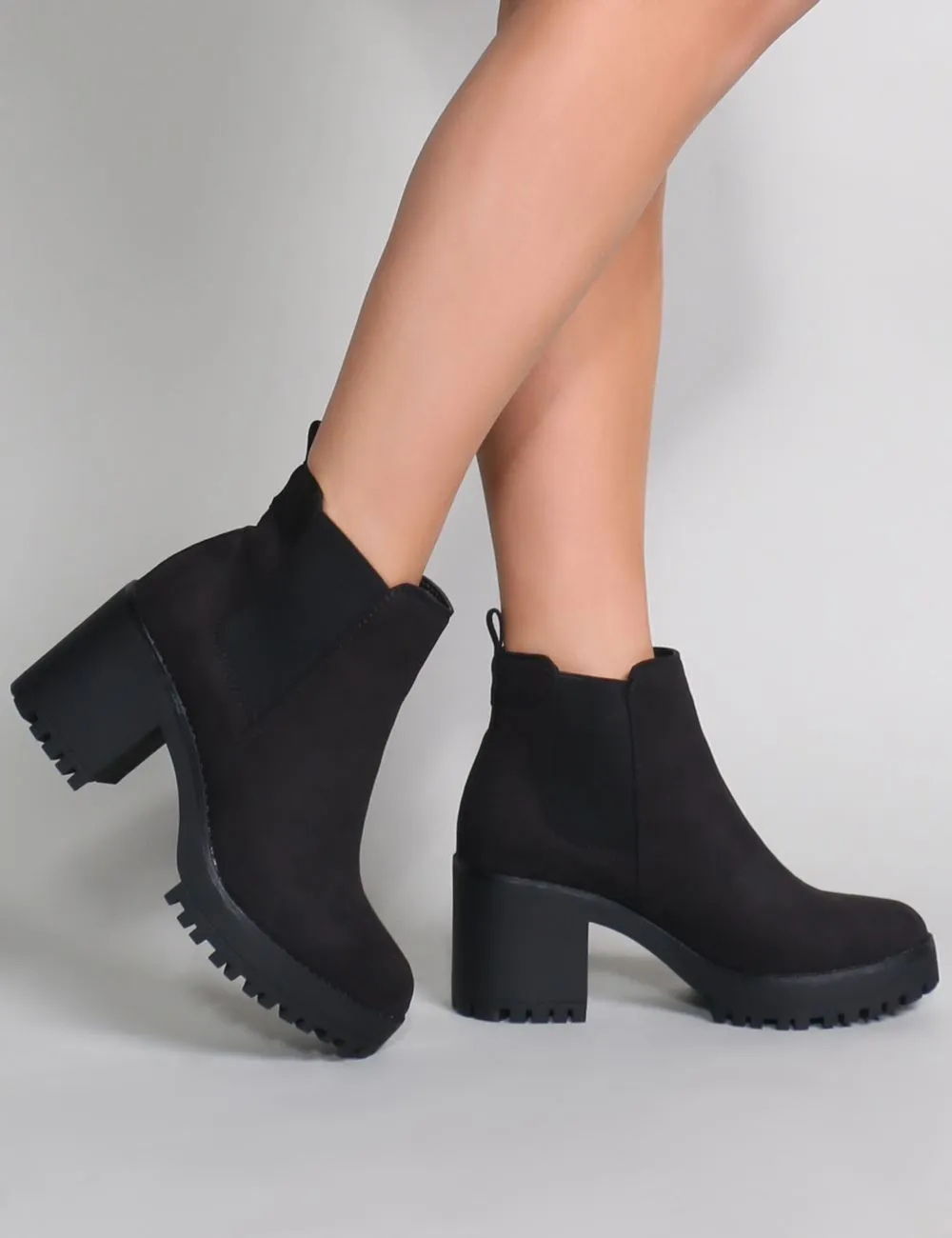 Krissie Heeled Chelsea Boots in Black Faux Suede sold by Public Desire product image thumbnail 2