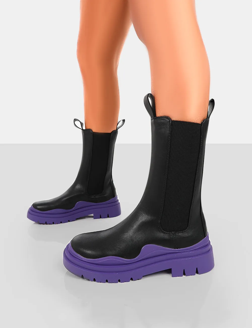 Cherry Purple Chunky Sole Chelsea Ankle Boots sold by Public Desire product image thumbnail 4