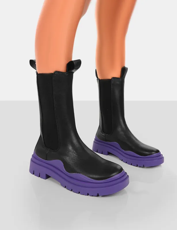 Cherry Purple Chunky Sole Chelsea Ankle Boots sold by Public Desire