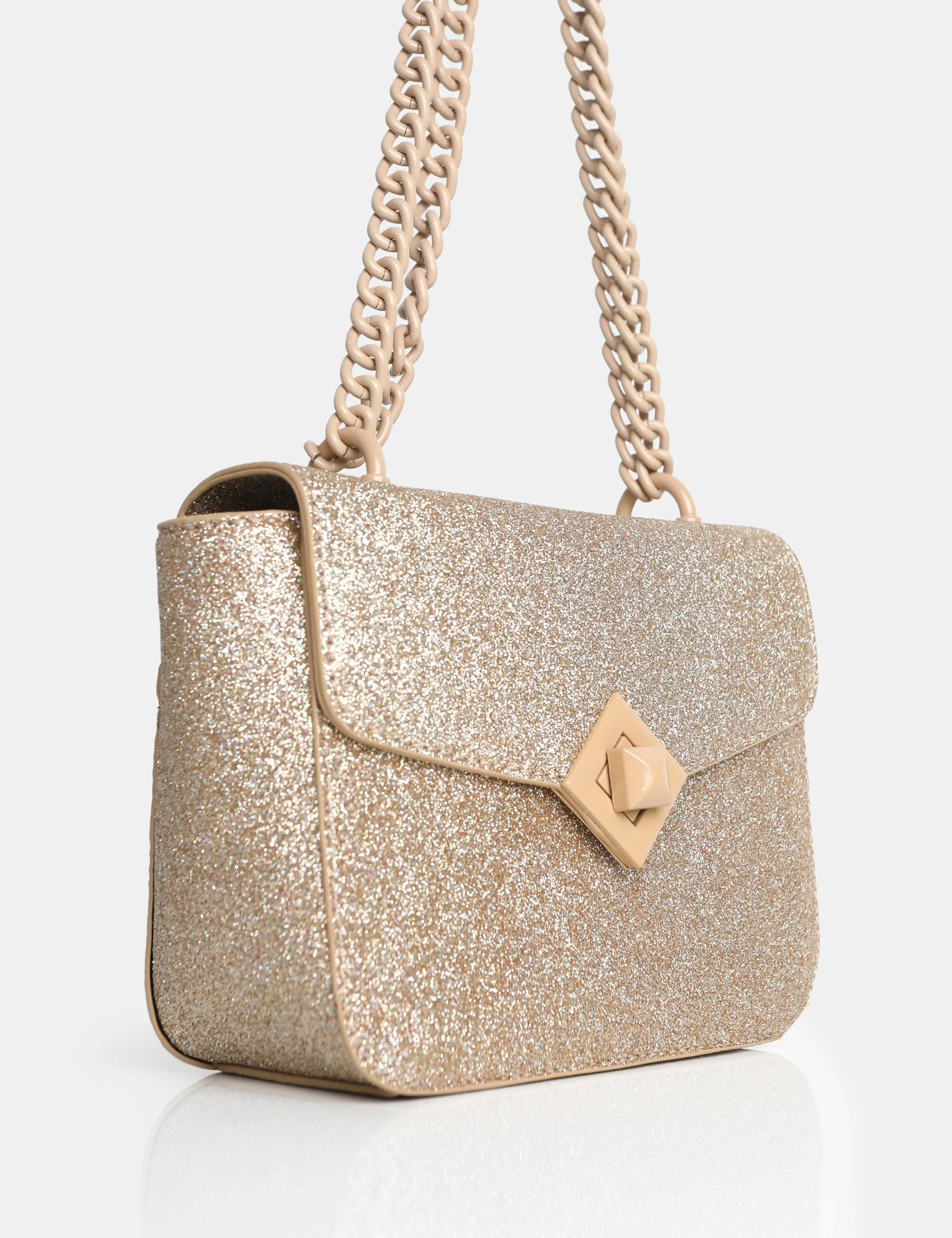 The Pixie Gold Glitter Bag Chain Detail Shoulder Bag sold by Public Desire product image thumbnail 2