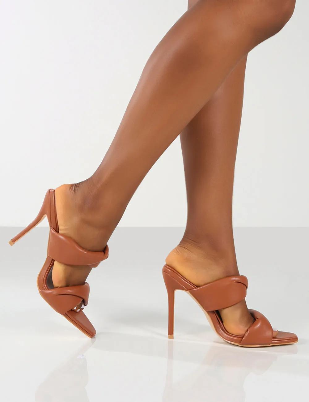 Amber x Public Desire Avatar Tan PU Padded Twin Strap Mule sold by Public Desire product image thumbnail 4