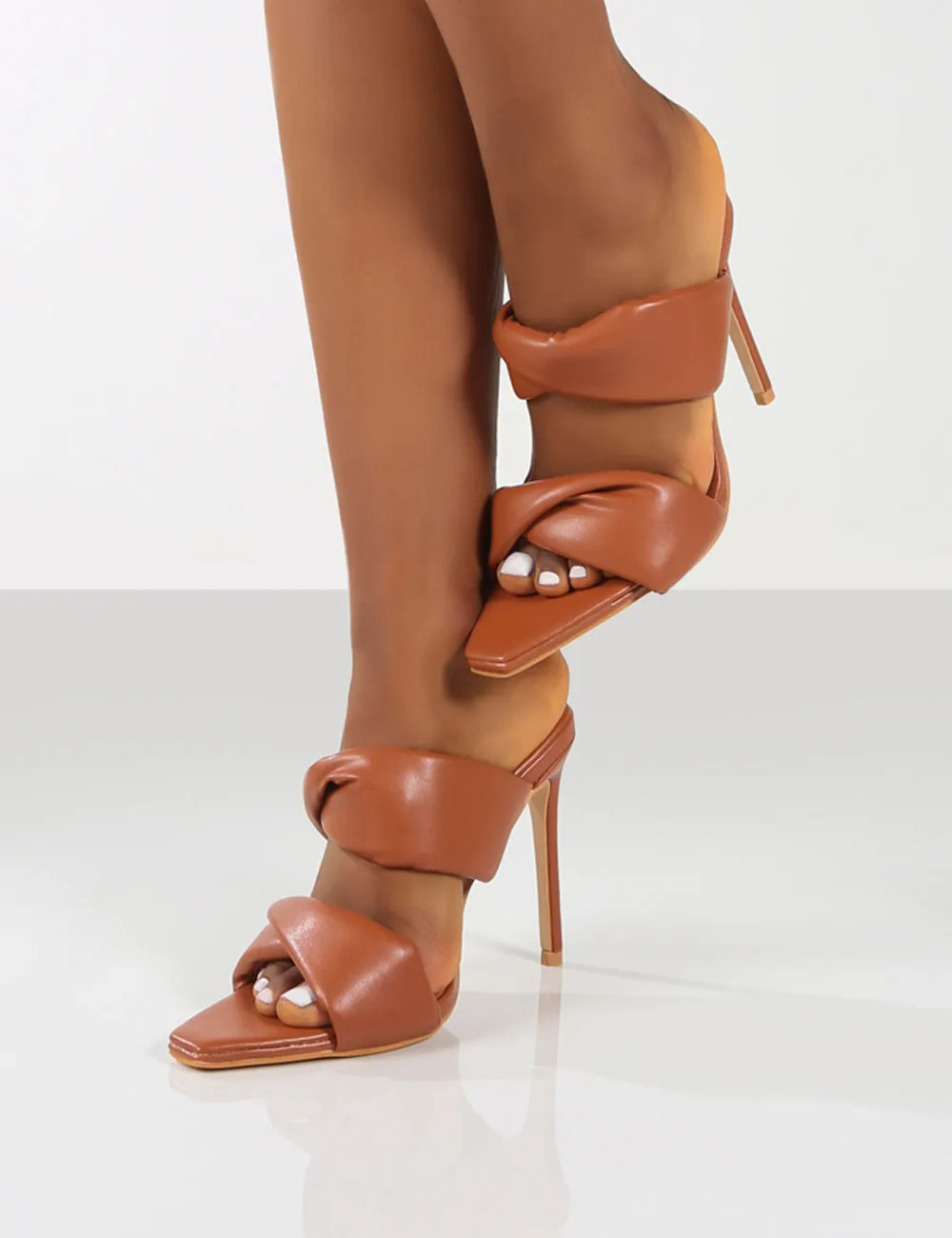 Amber x Public Desire Avatar Tan PU Padded Twin Strap Mule sold by Public Desire product image thumbnail 3