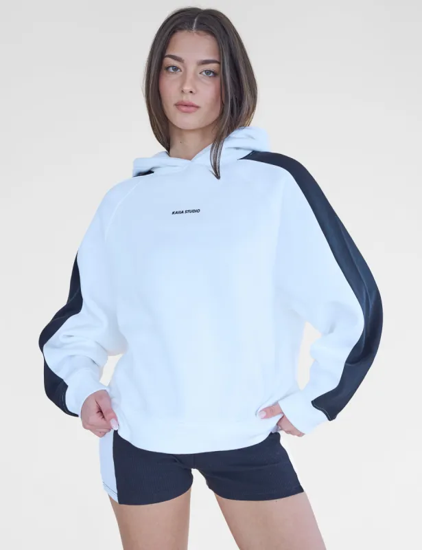 Kaiia Studio Contrast Panel Oversized Hoodie White & Black sold by Public Desire