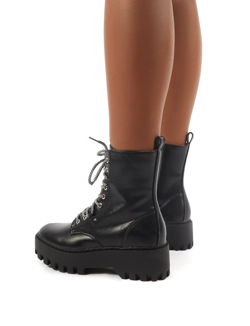 Annie Black Patent Croc Lace Up Chunky Ankle Boots sold by Public Desire product image thumbnail 4