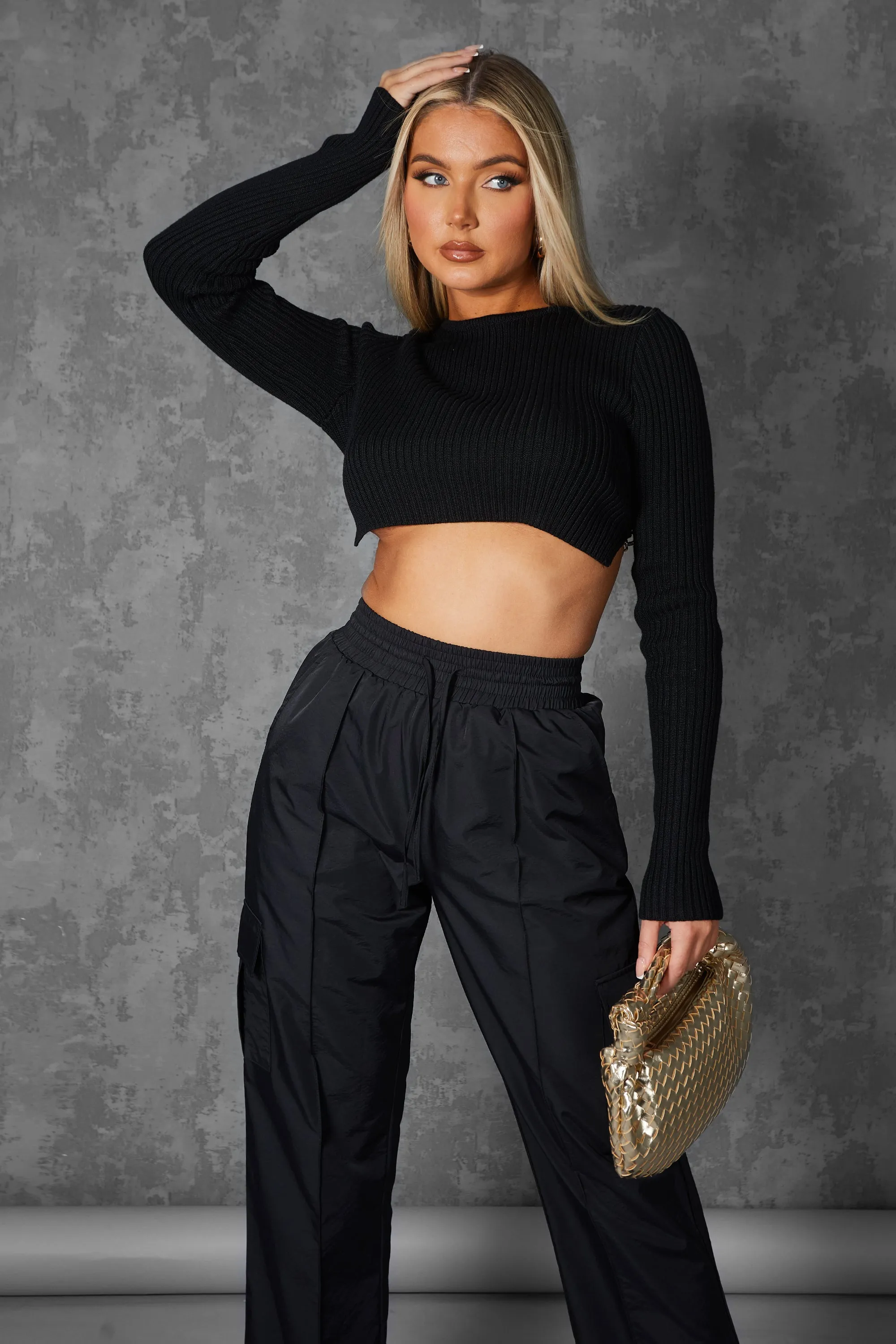 Open Chain Back Knitted Crop Top Black sold by Public Desire product image thumbnail 4