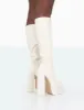Passive Wide Fit Ecru Pu Platform Block High Heel Over the Knee Boots sold by Public Desire