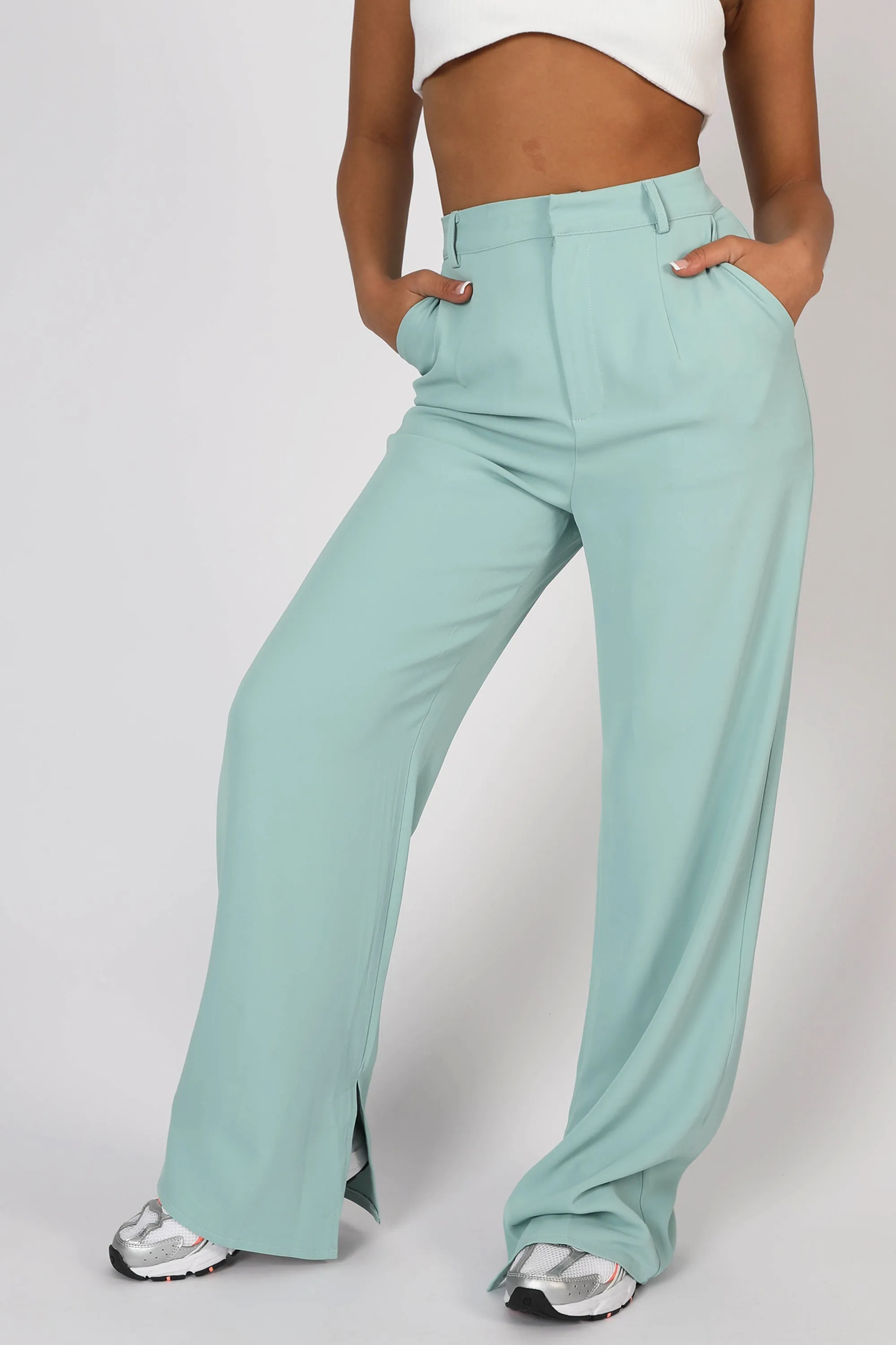 Split Detail High Waisted Dad Trouser Peppermint sold by Public Desire product image thumbnail 4
