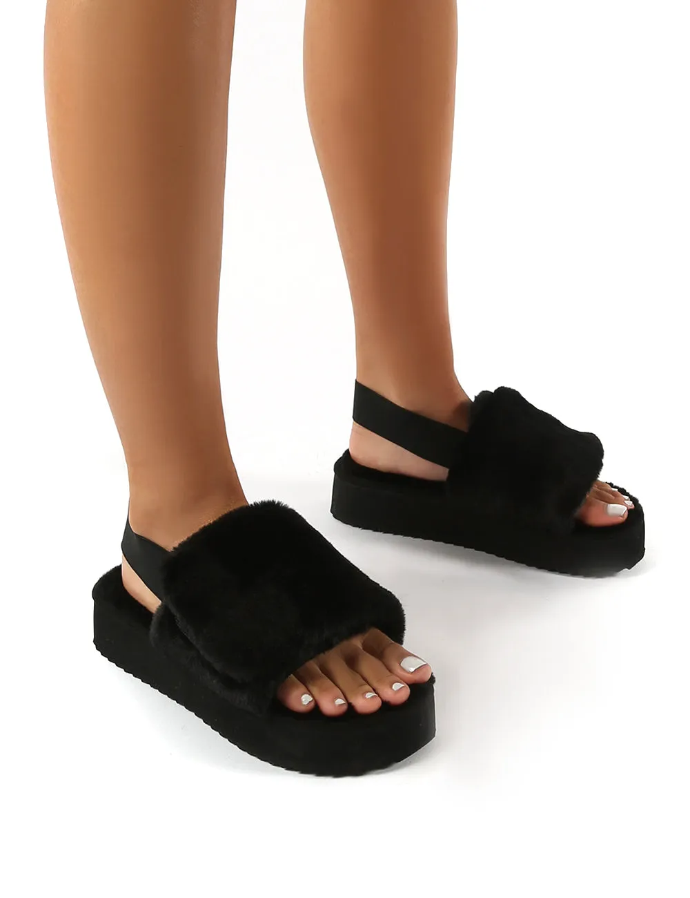 Funky Black Platform Chunky Sole Velcro Strap Slippers sold by Public Desire product image thumbnail 3