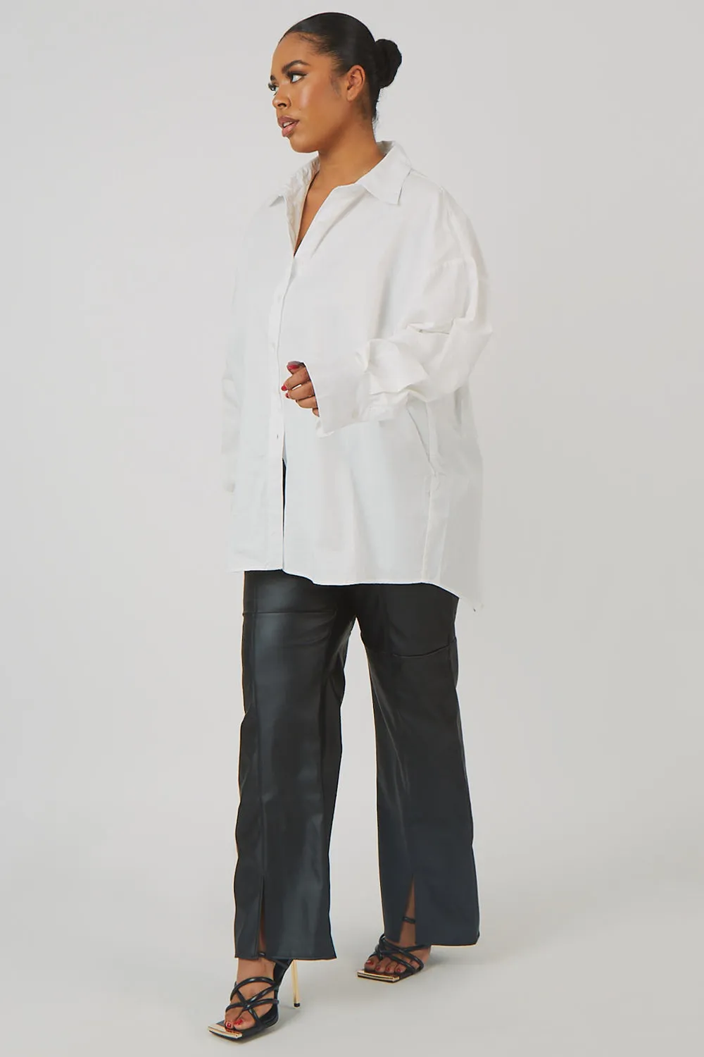 Curve Oversized Poplin Shirt White sold by Public Desire product image thumbnail 4