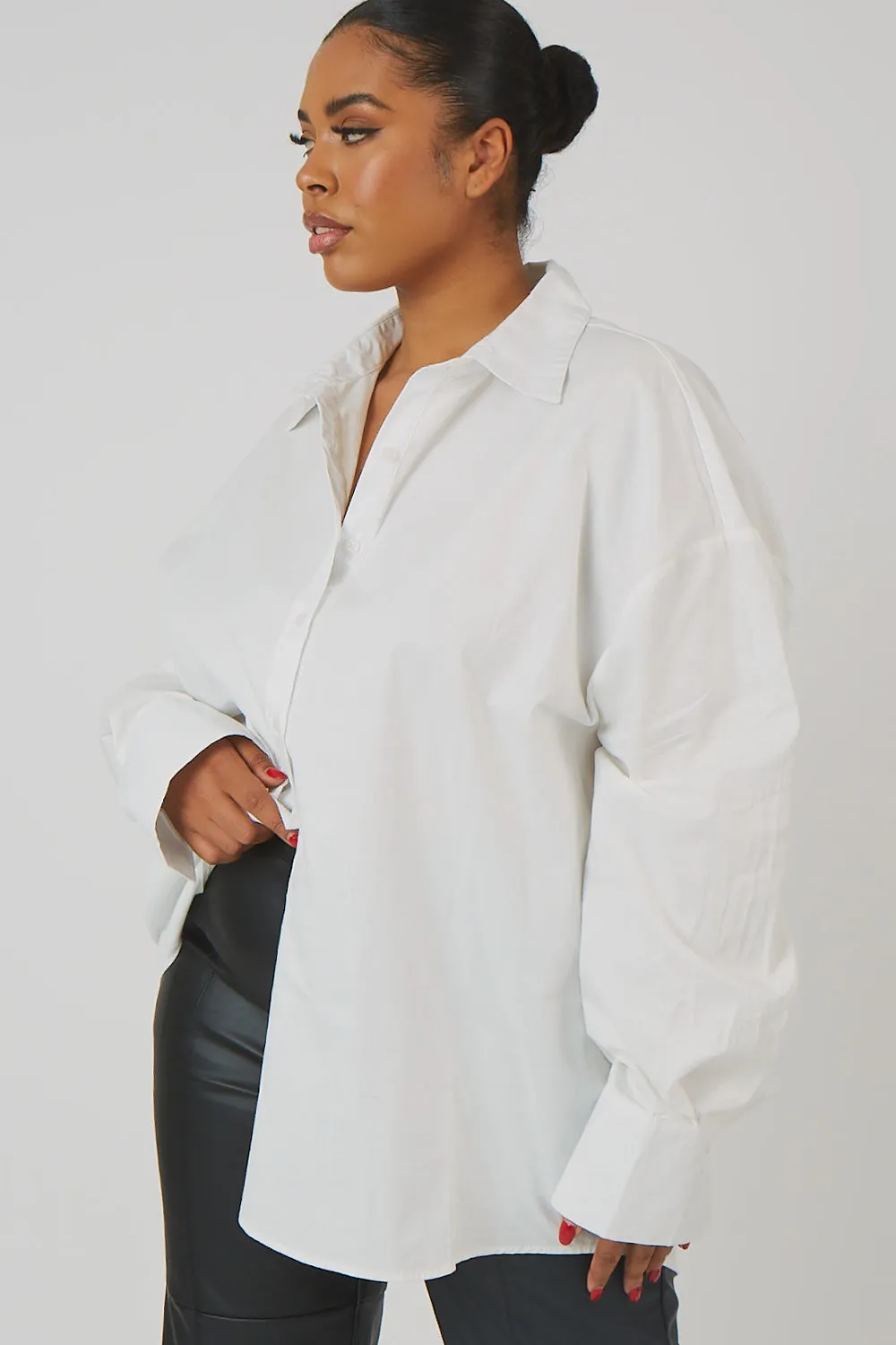Curve Oversized Poplin Shirt White sold by Public Desire