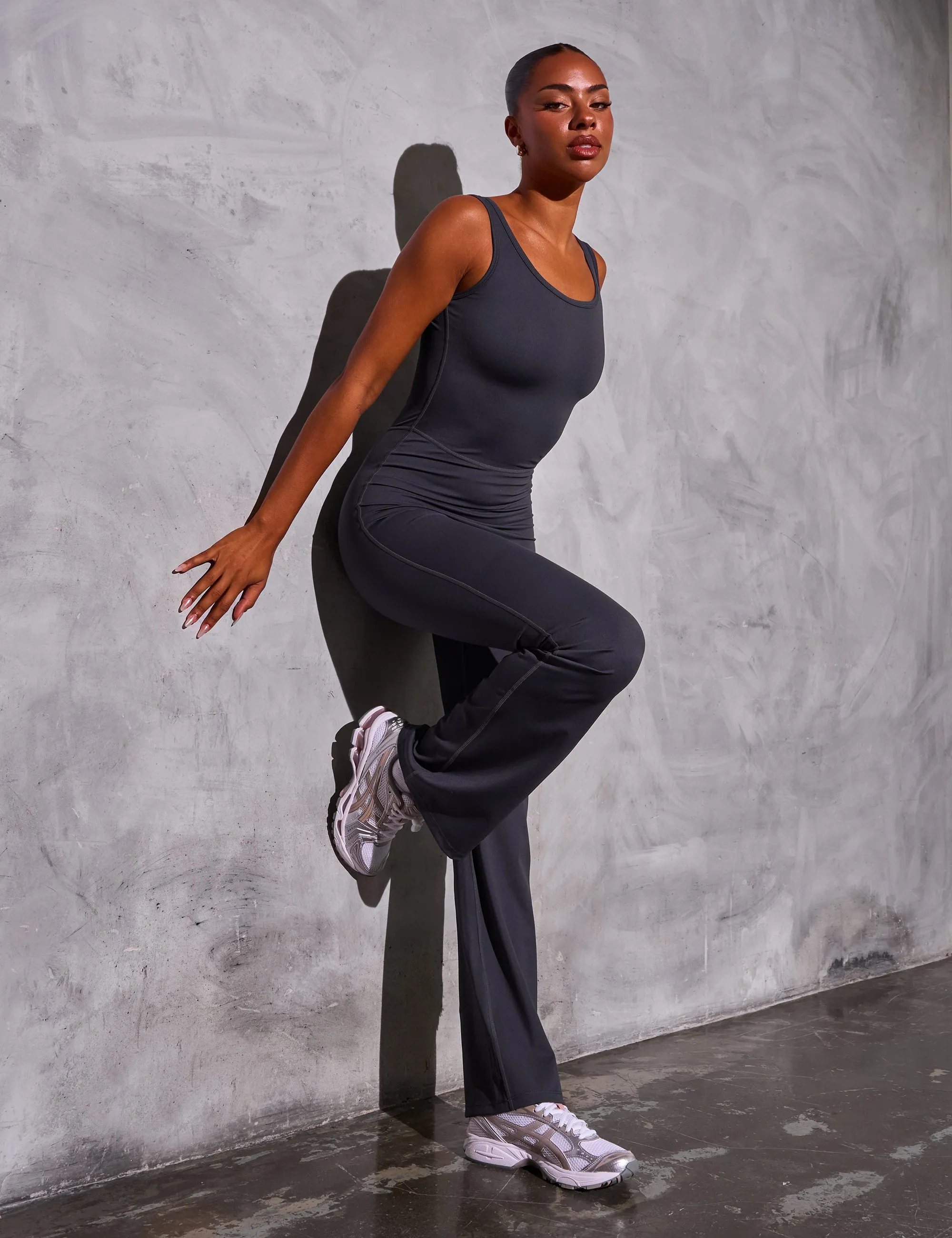 Kaiia Sculpt Wide Leg Unitard Graphite Grey sold by Public Desire product image thumbnail 2