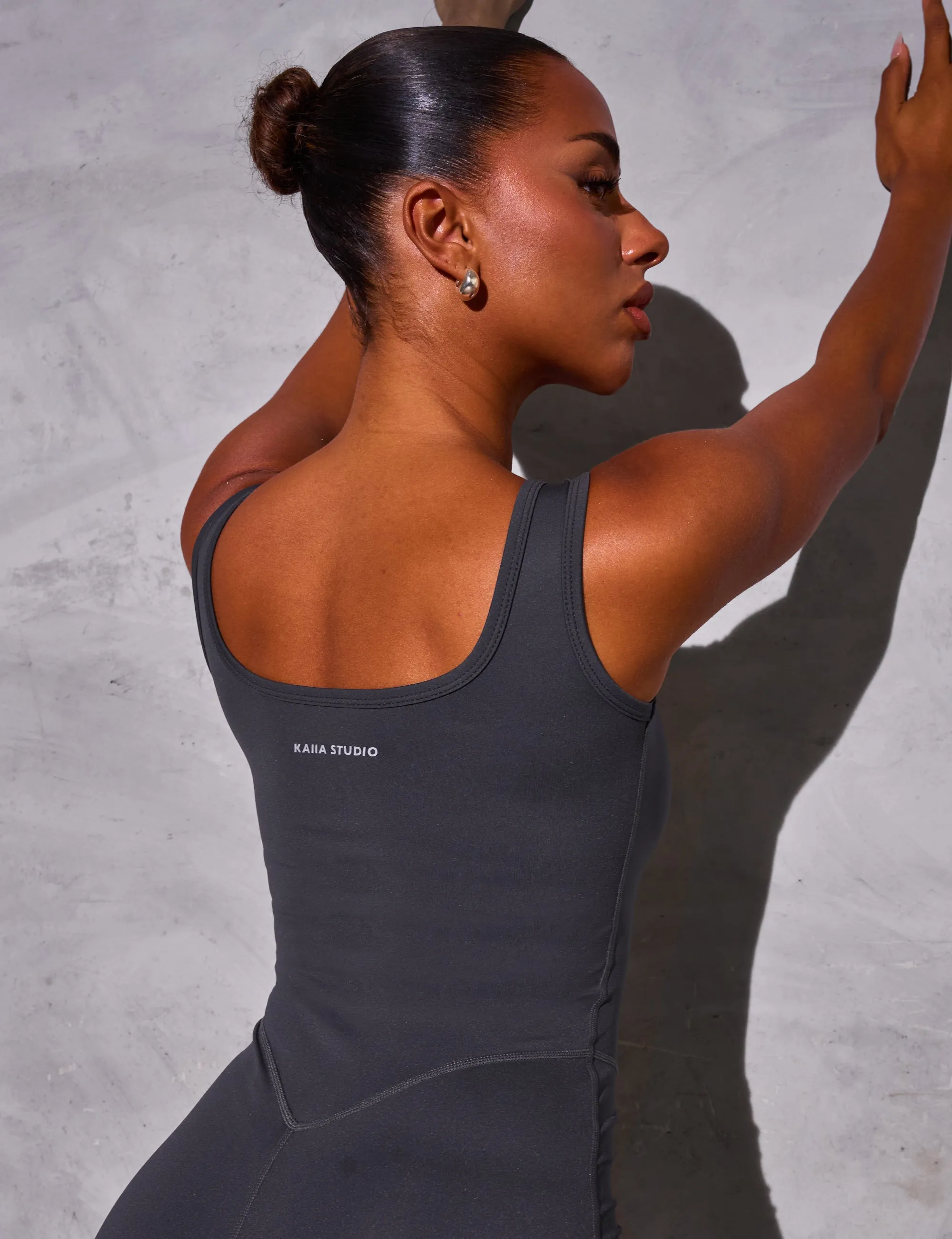 Kaiia Sculpt Wide Leg Unitard Graphite Grey sold by Public Desire product image thumbnail 4