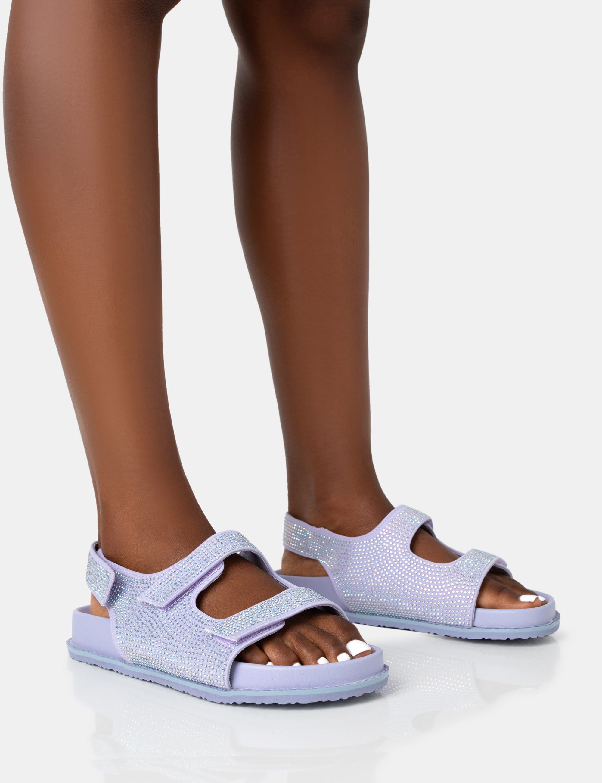 ChiChi Lilac Diamante Double Strap Dad Sandals sold by Public Desire
