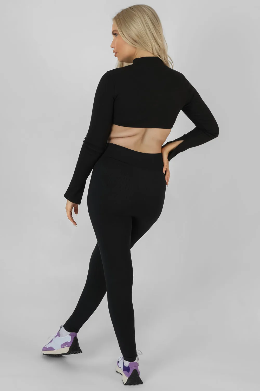 Athleisure High Neck Underbust Top Black sold by Public Desire product image thumbnail 4