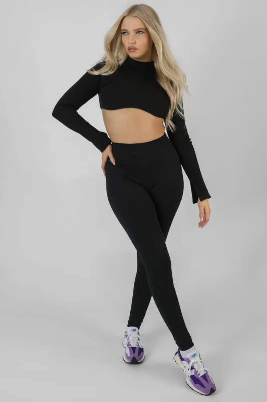 Athleisure High Neck Underbust Top Black sold by Public Desire