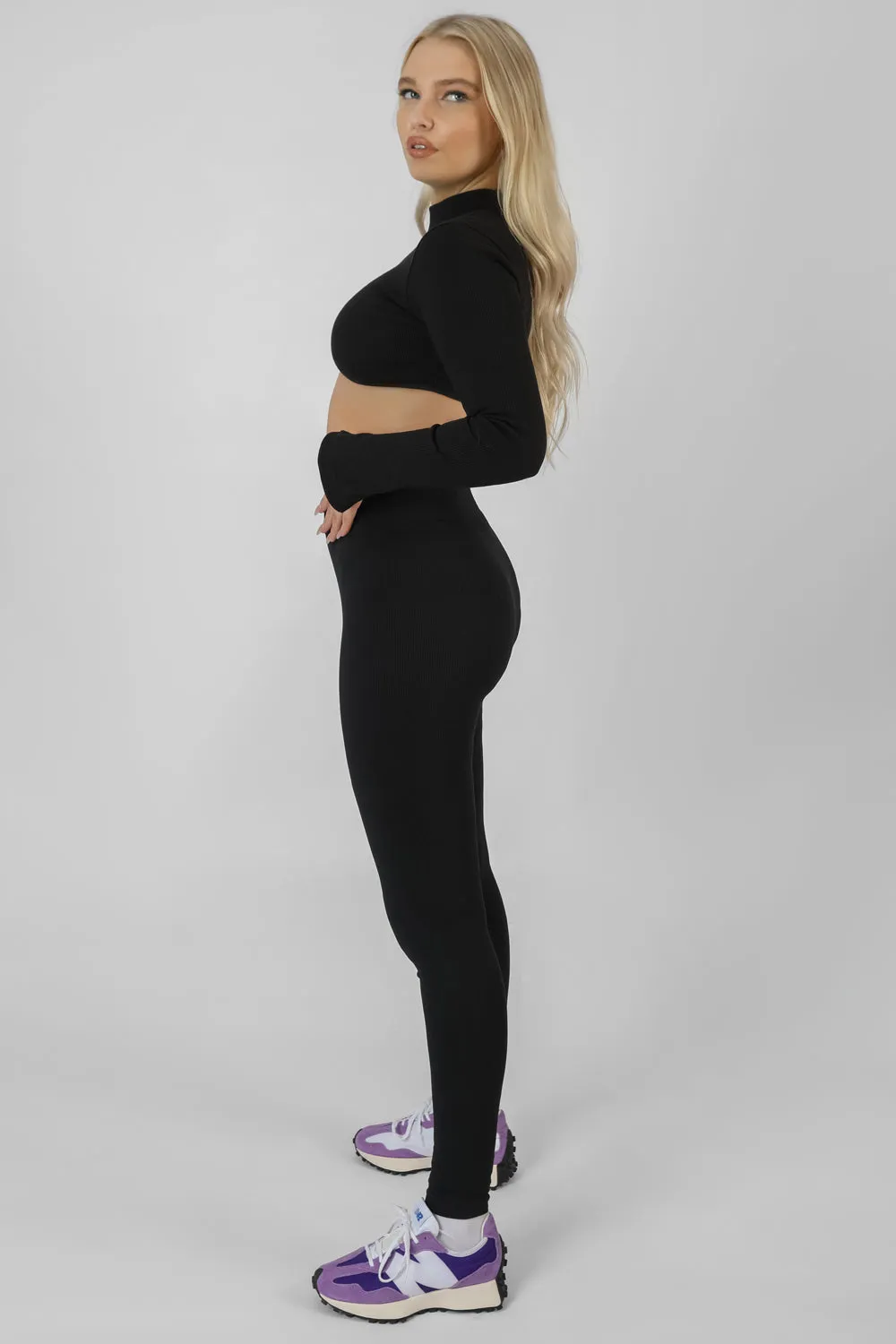 Athleisure High Neck Underbust Top Black sold by Public Desire product image thumbnail 3