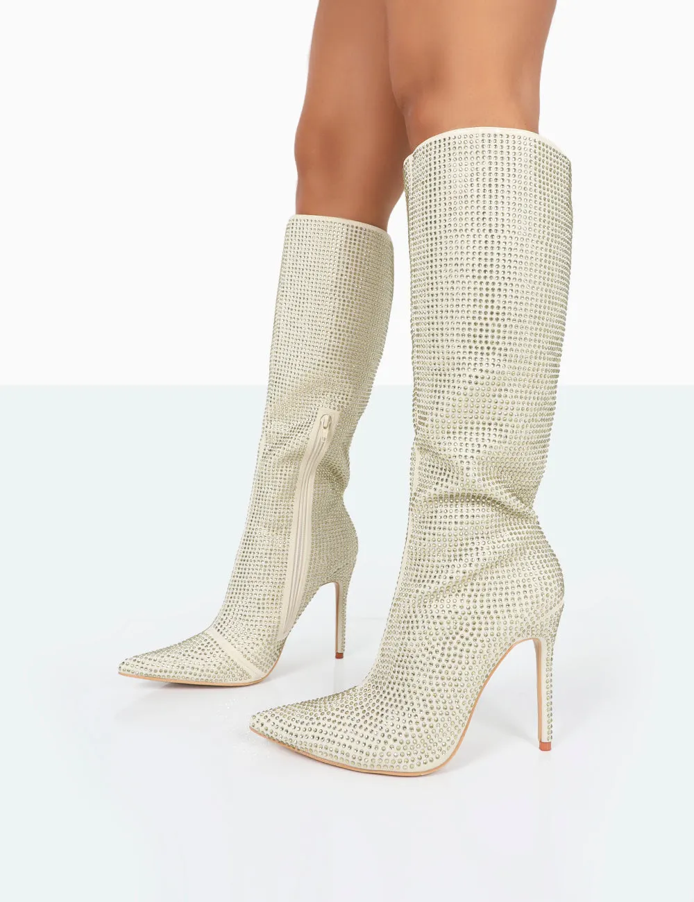 Lexi Gold Diamante Stiletto Knee High Boots sold by Public Desire product image thumbnail 2