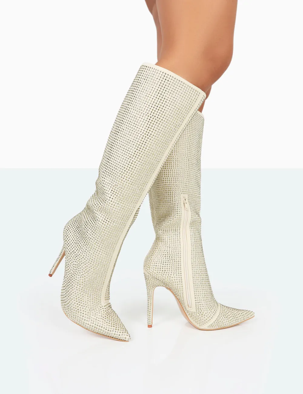 Lexi Gold Diamante Stiletto Knee High Boots sold by Public Desire product image thumbnail 3
