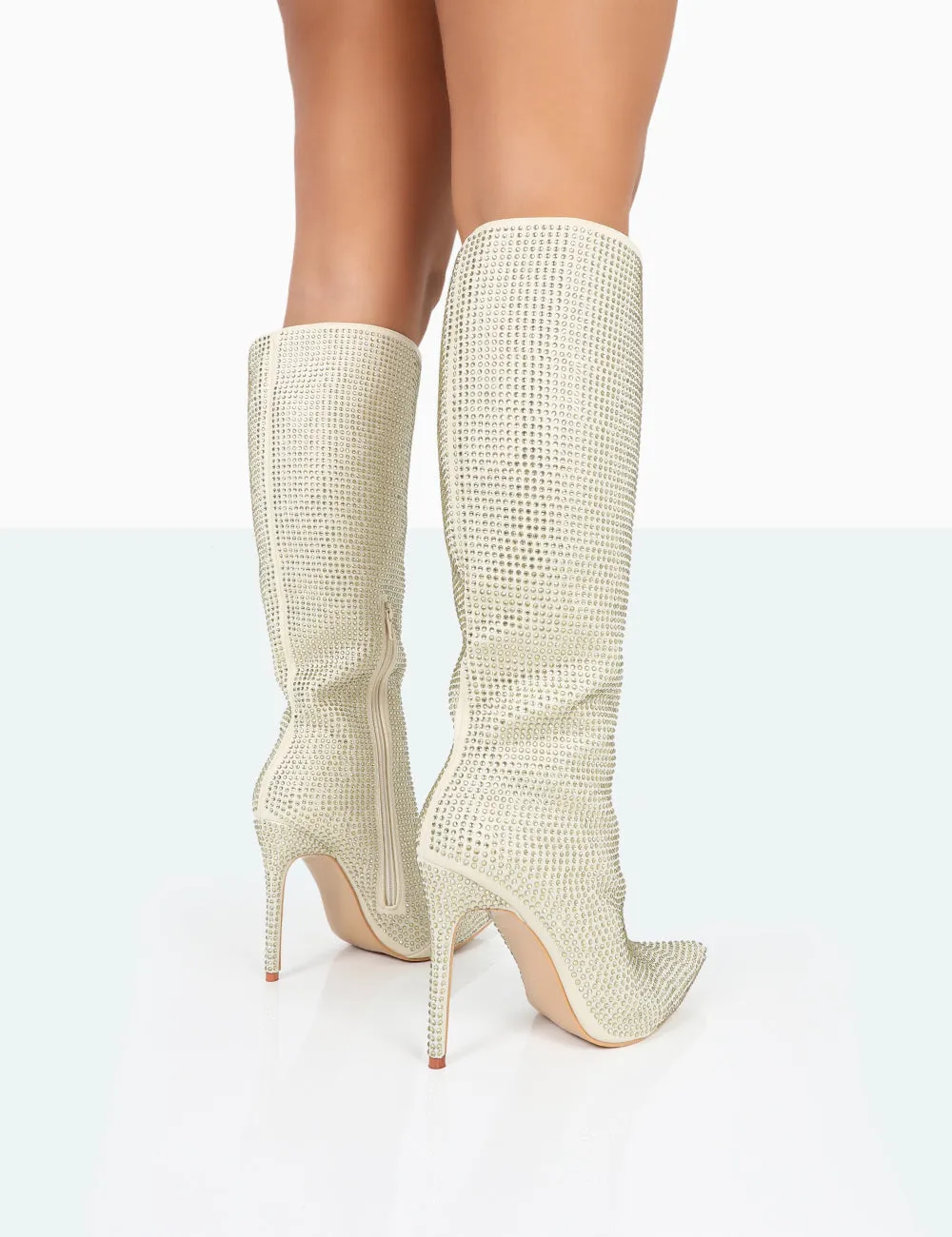 Lexi Gold Diamante Stiletto Knee High Boots sold by Public Desire product image thumbnail 4