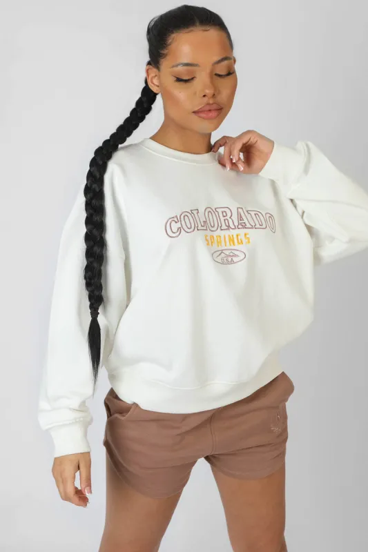 Colorado Springs Oversized Sweatshirt Ecru made by Public Desire