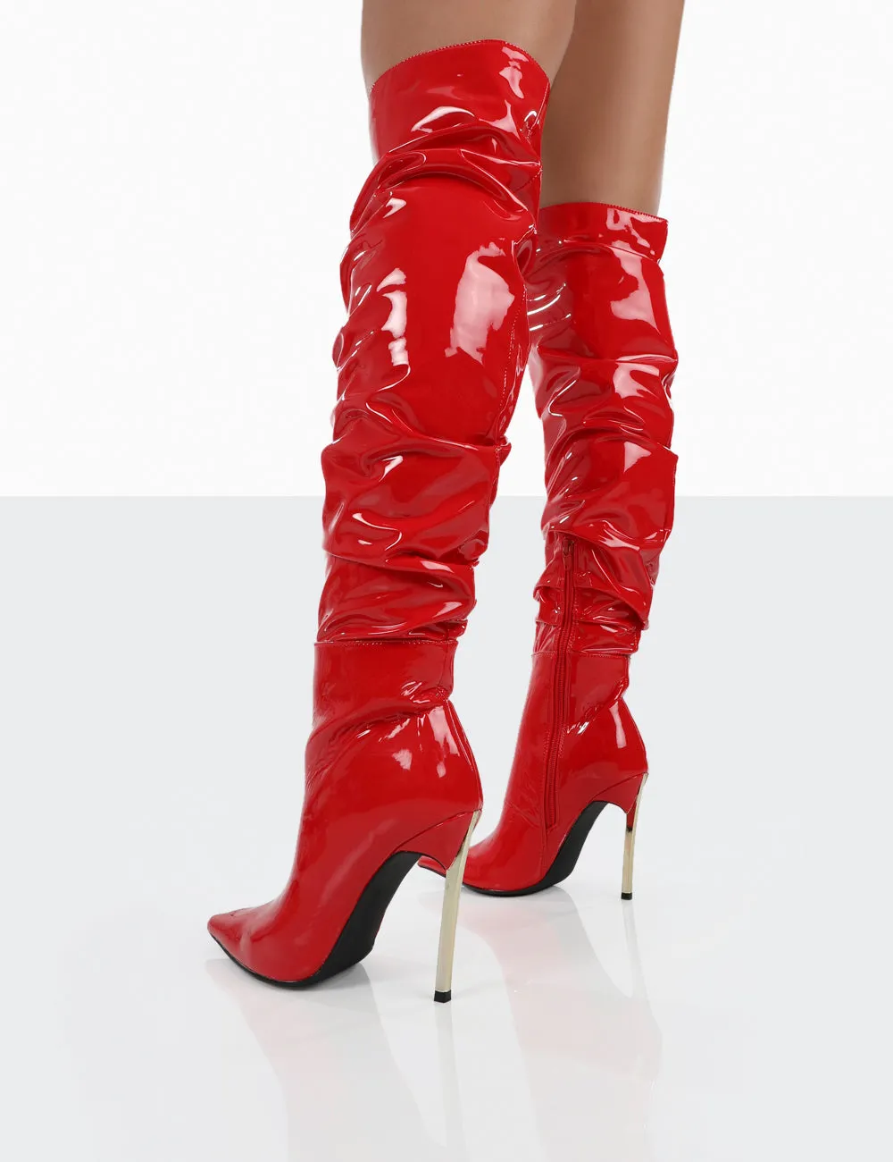 Energy Red Patent Pointed Toe Over The Knee Heeled Boots sold by Public Desire product image thumbnail 2