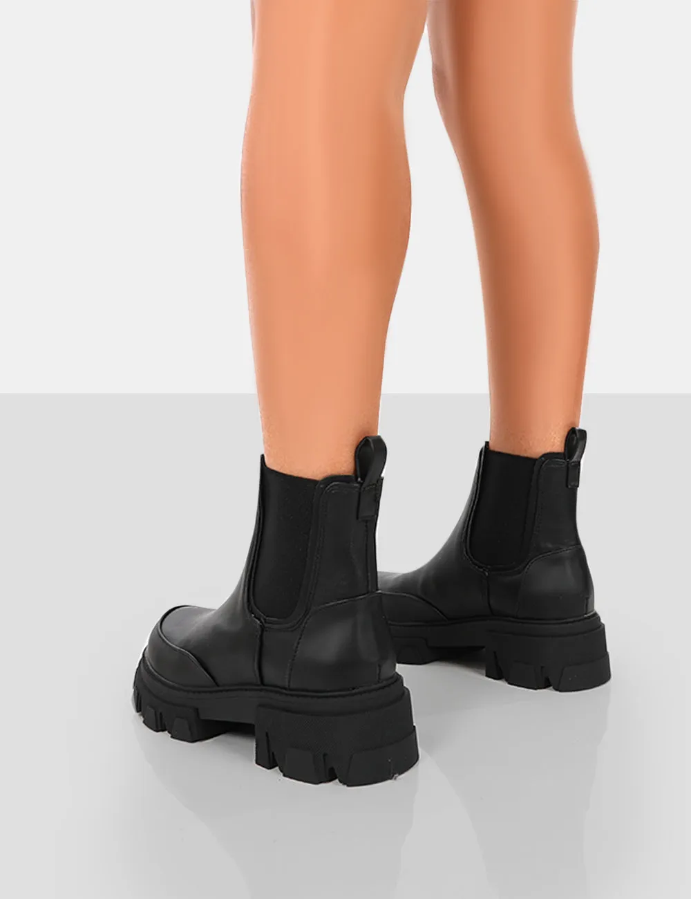 By Midnight Black Pu Platform Chunky Sole Chelsea Boots sold by Public Desire product image thumbnail 2