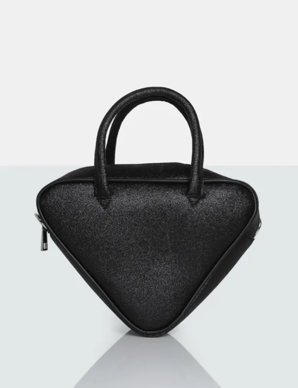 The Diana Black Glitter Triangle Grab Bag sold by Public Desire