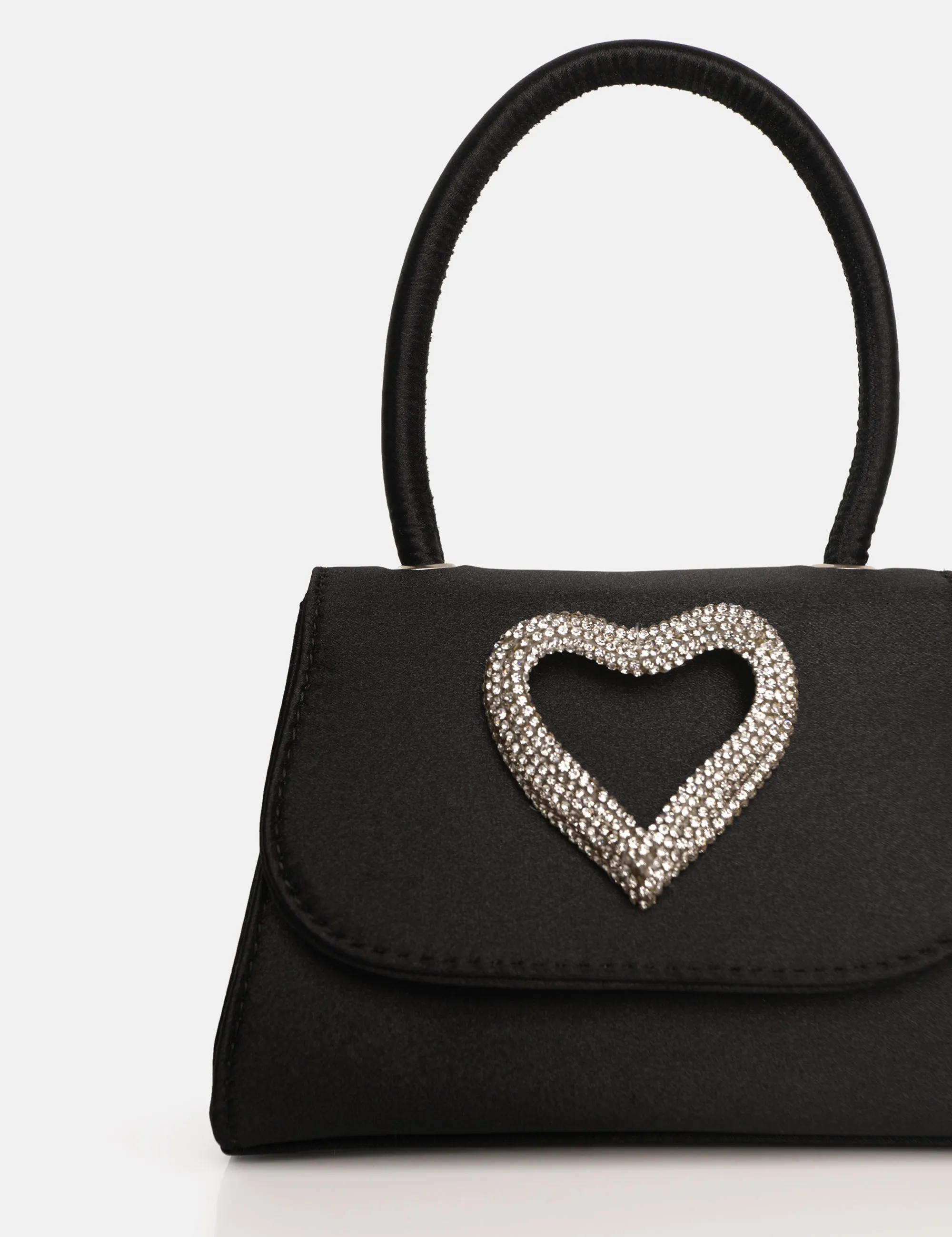 The Heart Black Satin Diamante Heart Mini Bag sold by Public Desire product image thumbnail 3