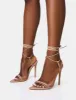 Merlot Nude Lace Up Wrap Around Pointed Toe Stiletto Heels sold by Public Desire