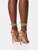 Merlot Nude Lace Up Wrap Around Pointed Toe Stiletto Heels sold by Public Desire