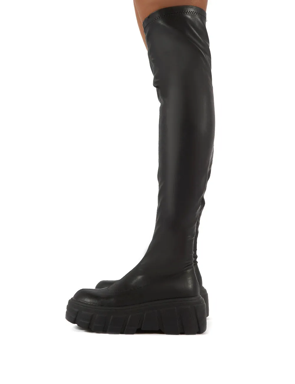 Lingo Black Over The Knee Chunky Sole Boots sold by Public Desire product image thumbnail 3