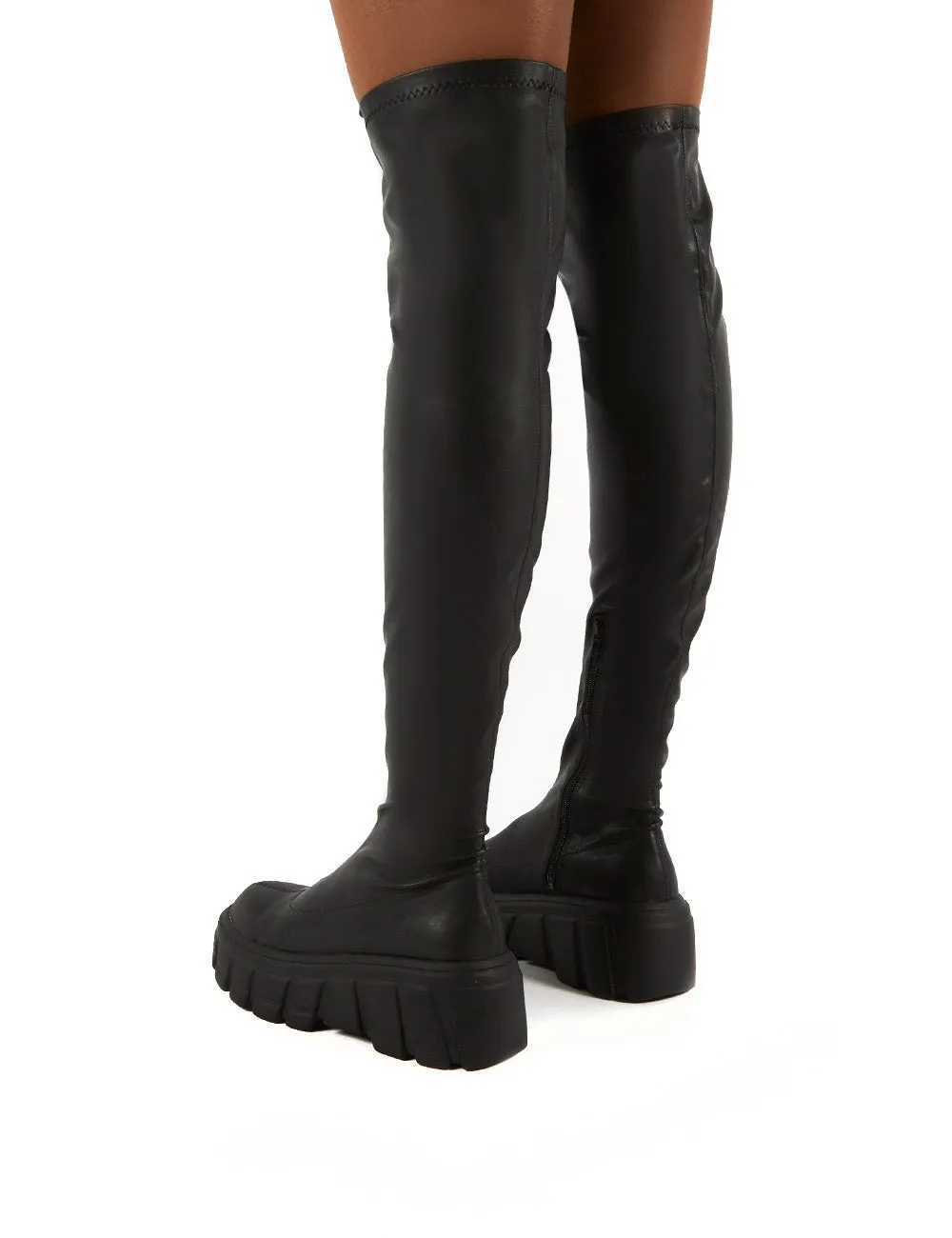 Lingo Black Over The Knee Chunky Sole Boots sold by Public Desire product image thumbnail 4