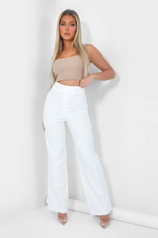 Ribbed Square Neck Crop Top Camel sold by Public Desire