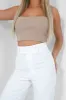 Ribbed Square Neck Crop Top Camel sold by Public Desire