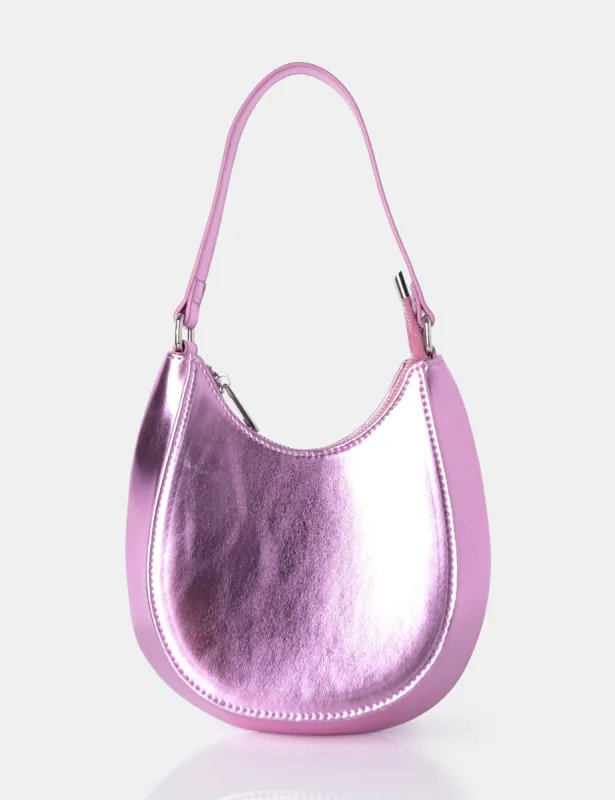 Zeta Metallic Pink Hobo Shoulder Bag sold by Public Desire