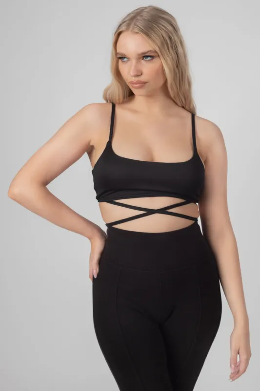 Strappy Tie Cropped Bralet Black sold by Public Desire