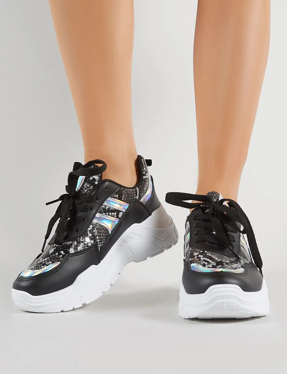 Burn Chunky Trainers in Black and Snakeskin sold by Public Desire product image thumbnail 2