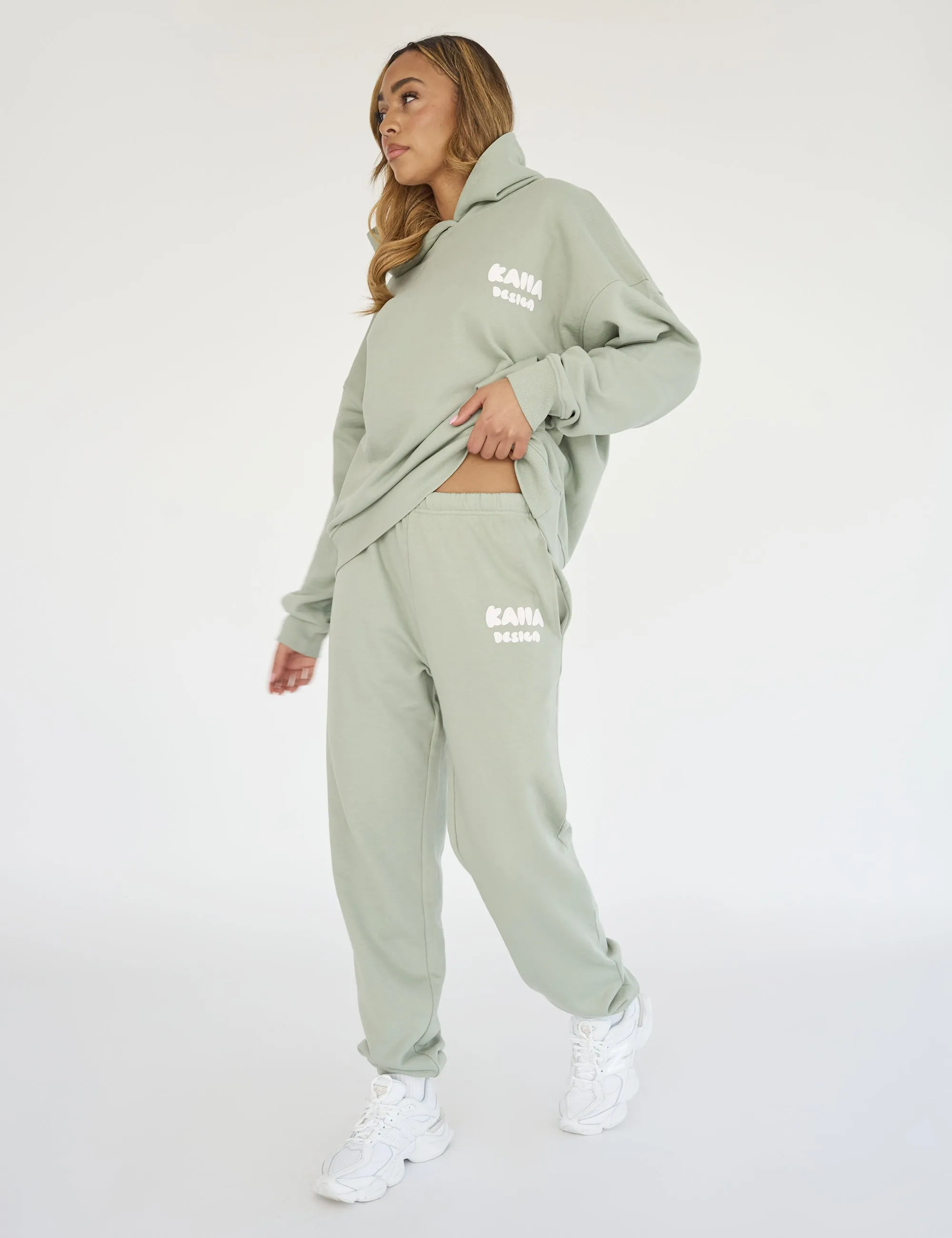 Kaiia Design Bubble Logo Cuffed Joggers Sage Green sold by Public Desire product image thumbnail 4