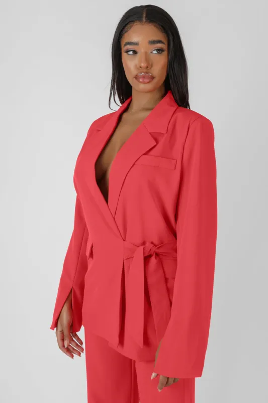 Wrap Waist Blazer Coral sold by Public Desire