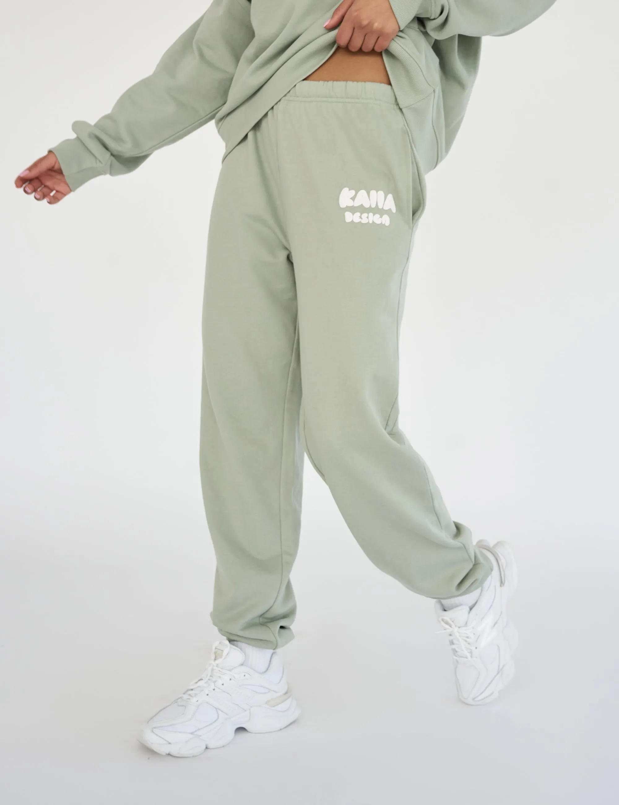 Kaiia Design Bubble Logo Cuffed Joggers Sage Green sold by Public Desire product image thumbnail 2