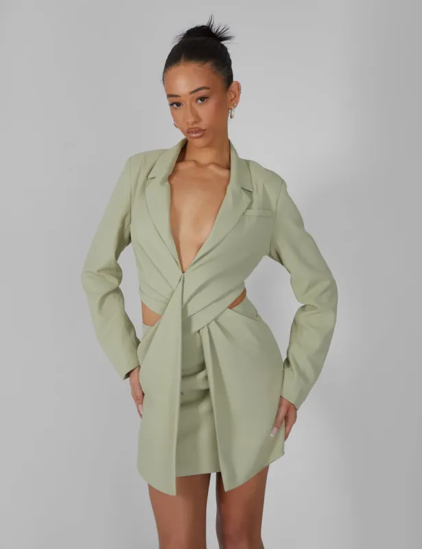 Twist Front Blazer Dress Sage sold by Public Desire