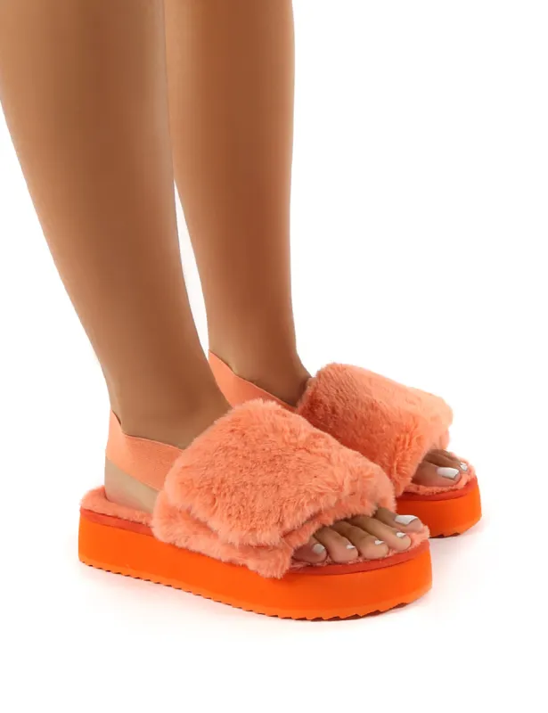 Funky Coral Platform Chunky Sole Velcro Strap Slippers sold by Public Desire