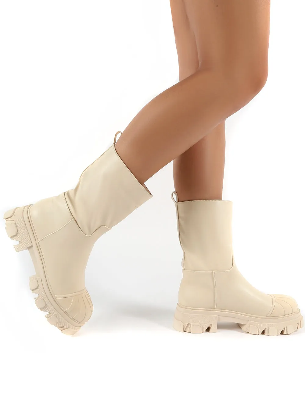 Showdown Cream Calf High Chunky Sole Boots sold by Public Desire product image thumbnail 2