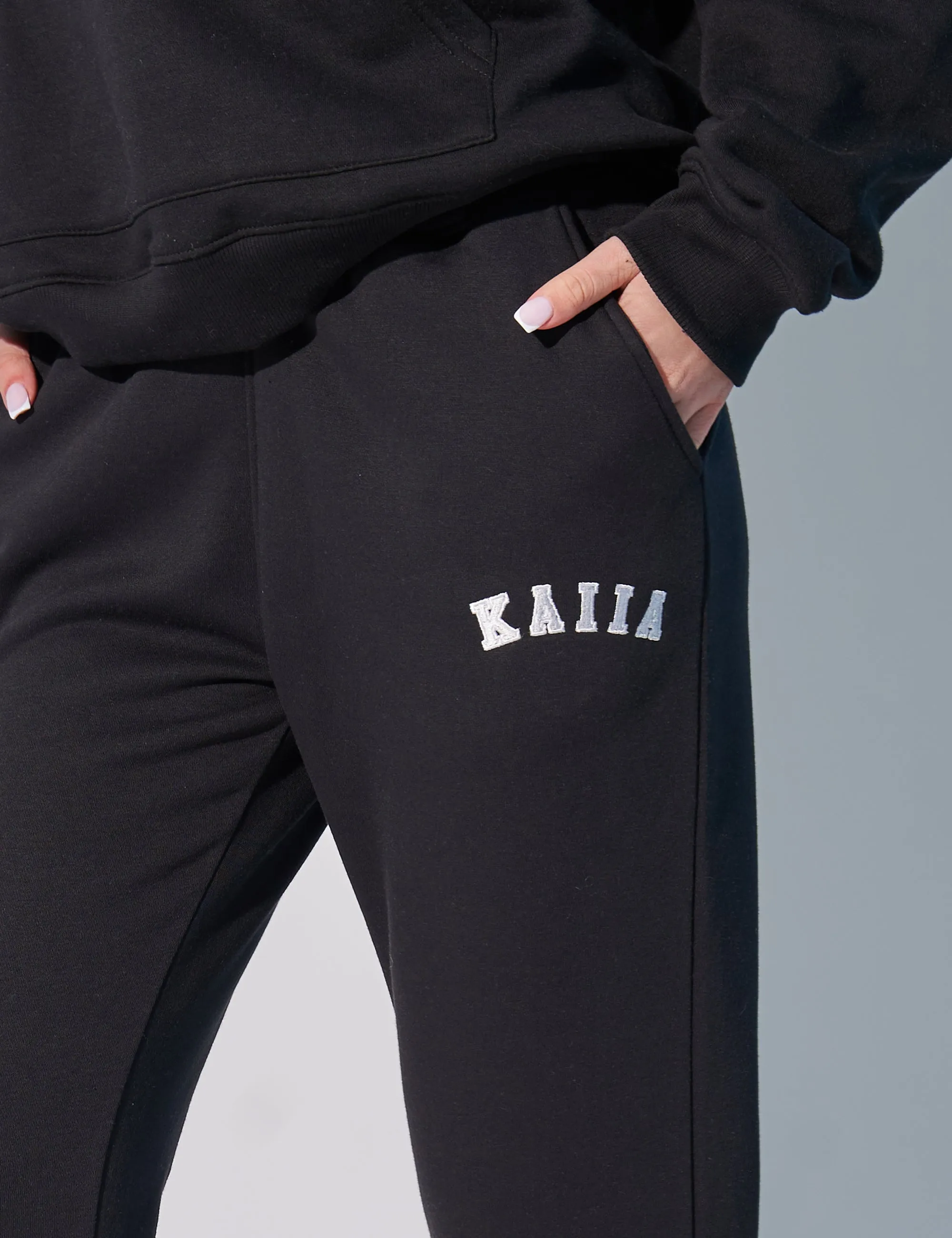 Kaiia Logo Wide Leg Sweat Pants in Black sold by Public Desire product image thumbnail 3