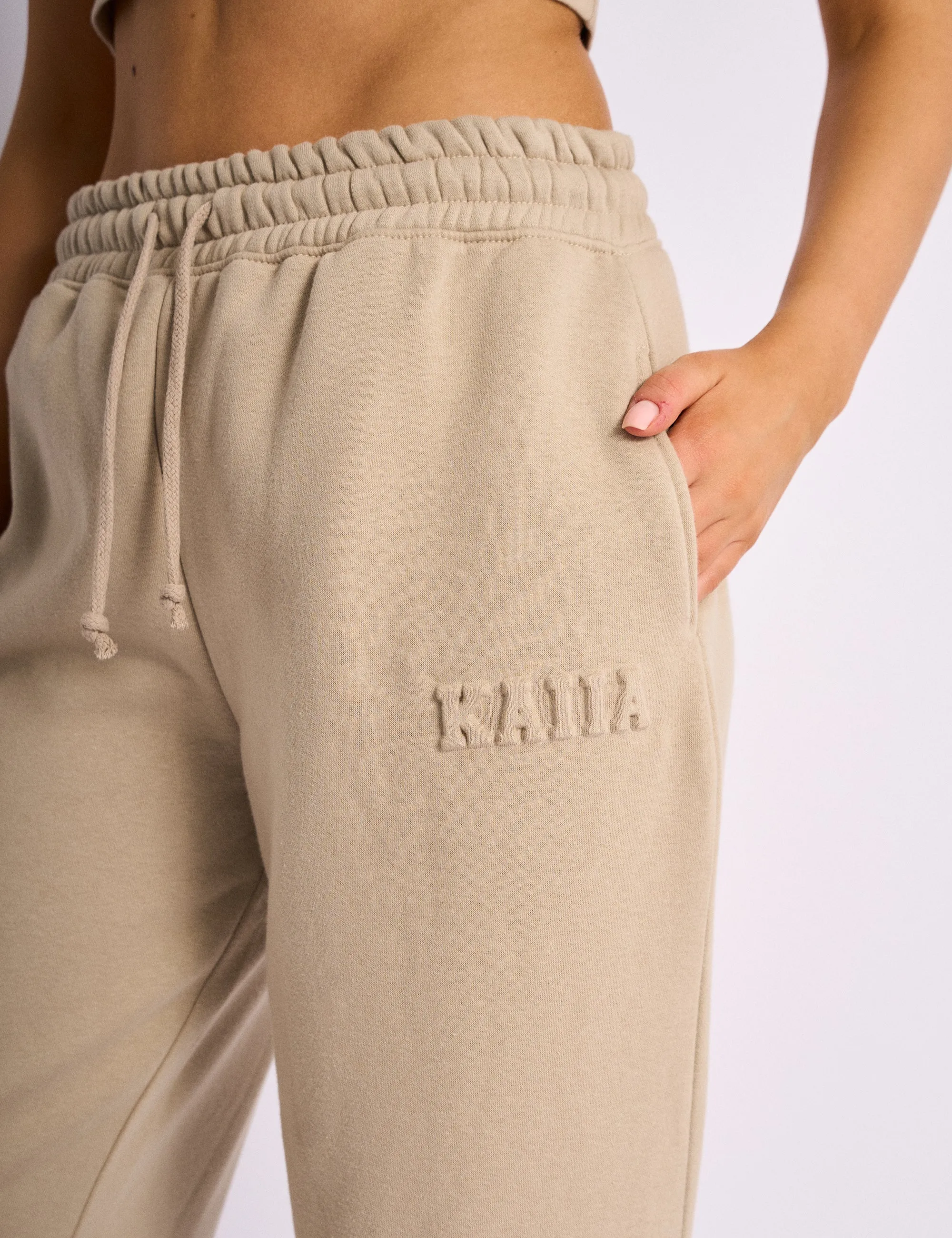 Kaiia Embossed Logo Wide Leg Joggers Stone sold by Public Desire product image thumbnail 2